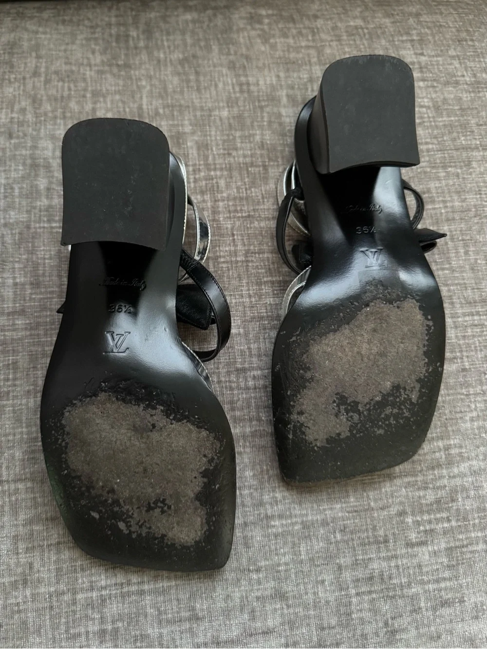 Louis Vuitton x Fornasetti 2021 Bow Gladiator Sandals Black Silver 36.5
